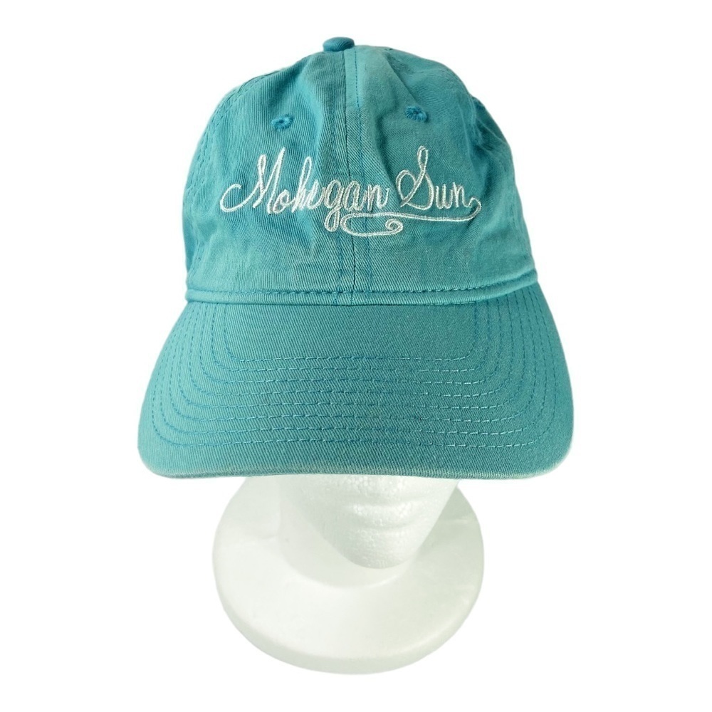 Mohegan Sun a world at Play blue embroidered strapback hat